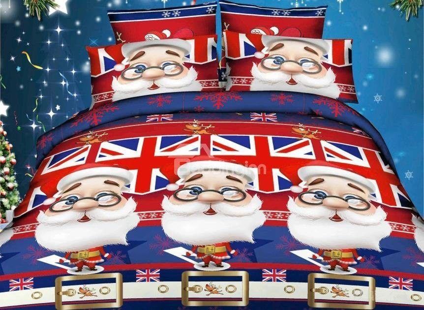 Father Christmas And Flag Bedding Set