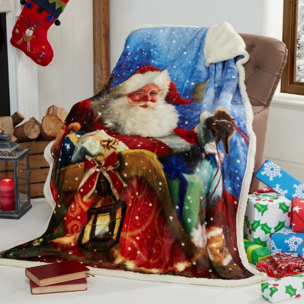 Father Christmas Sherpa Fleece Blanket
