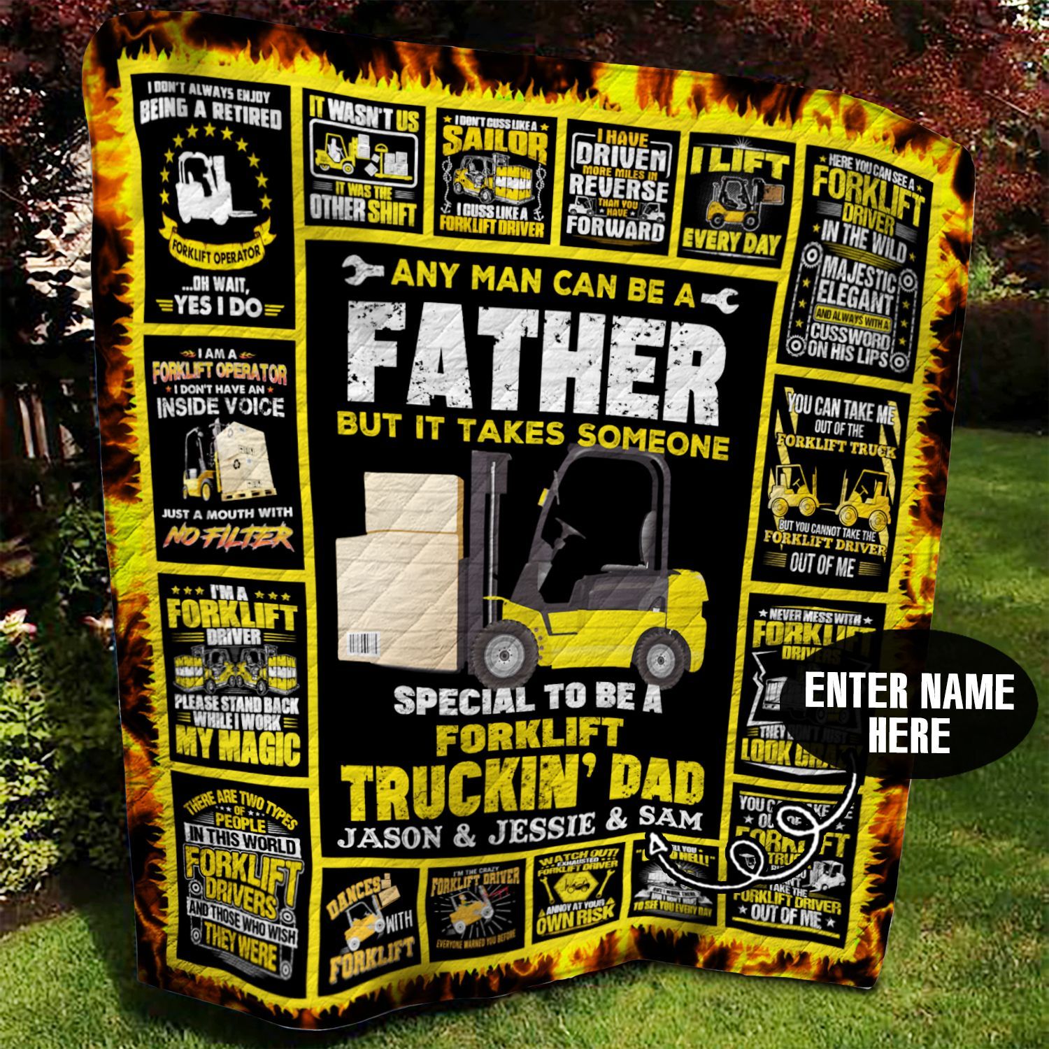 Father Forklift Truck Personalized Quilt Blanket BBB060611SM