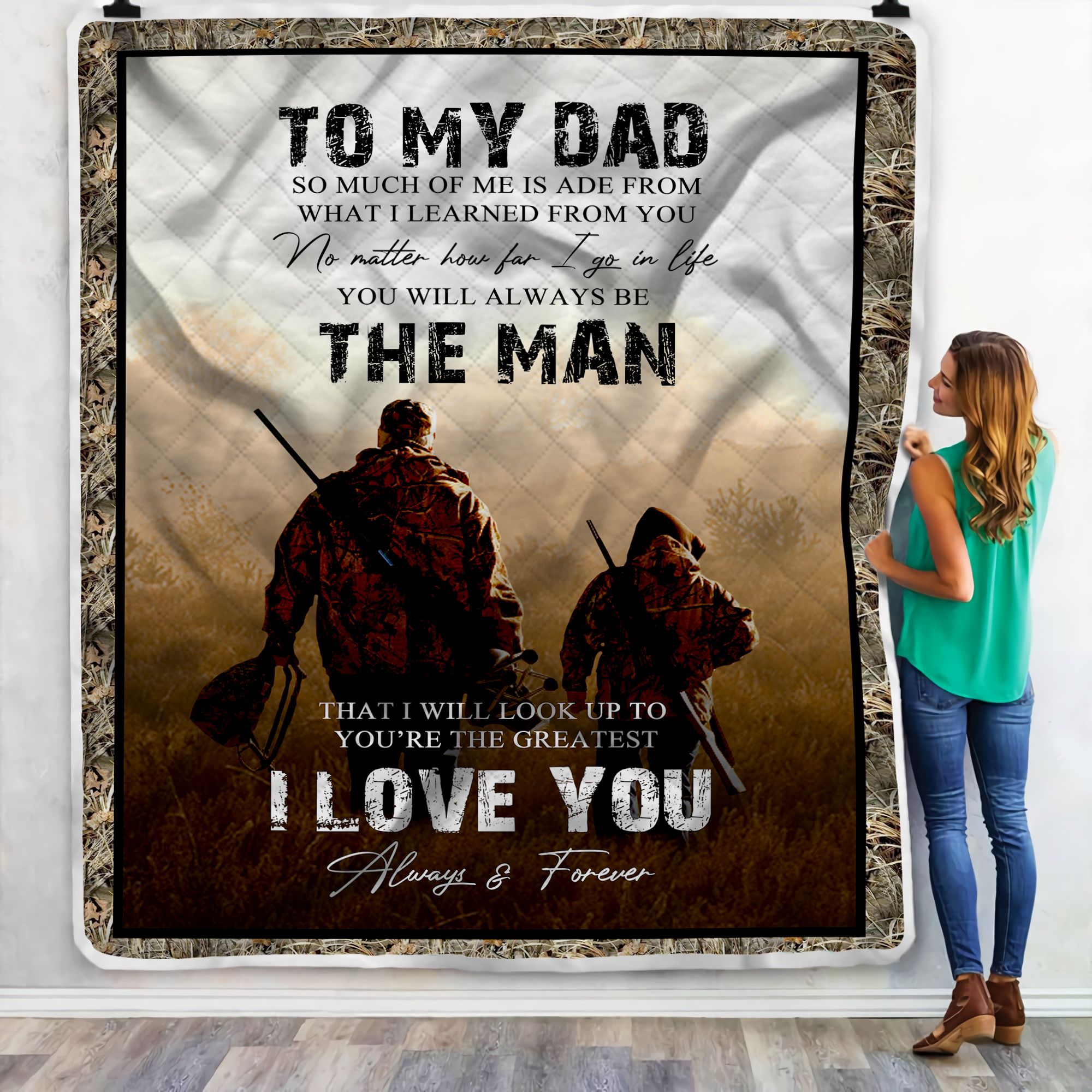 Father Son Hunting Fleece Blanket