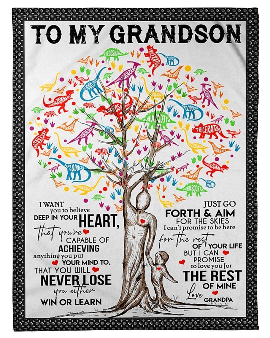 Fauna Tree Believe Deep In Your Heart Grandpa To My Grandson Fleece Blanket Fleece Blanket