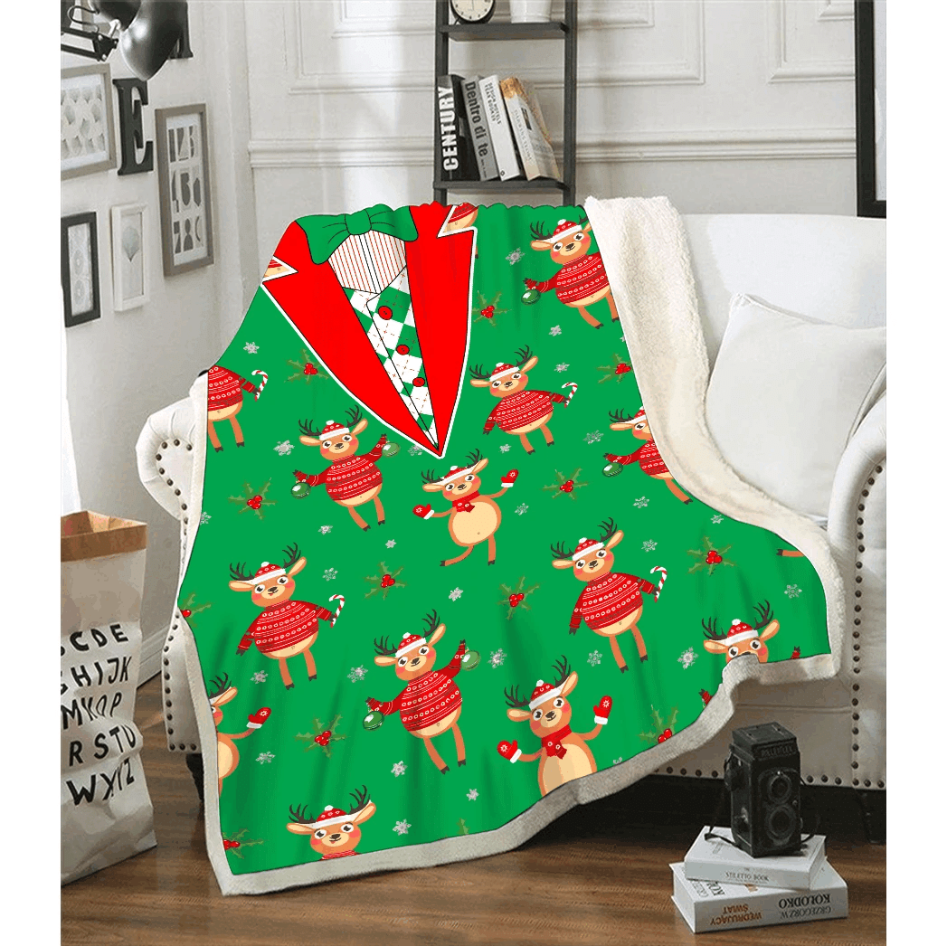 Faux Collar Christmas Sherpa Fleece Blanket