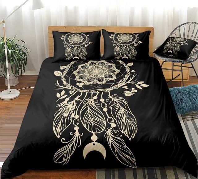 Feather Black Dreamcatcher Bedding Set