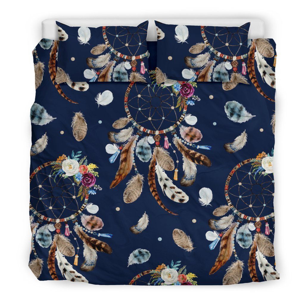 Feather Dream Catcher Blue Boho Cool Design Comfortable Bedding Set