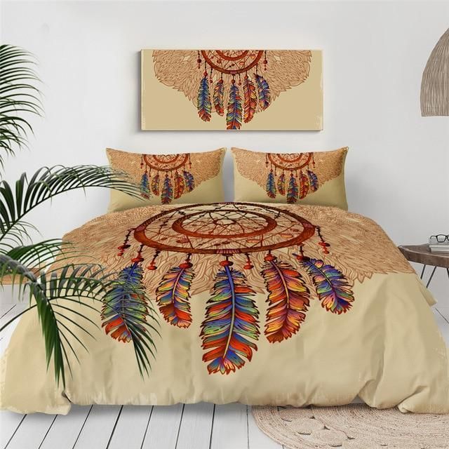 Feathers Gemstones Dreamcatcher Bedding Set