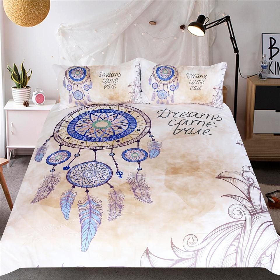 Feathers Print Dreams Came True Bedding Set