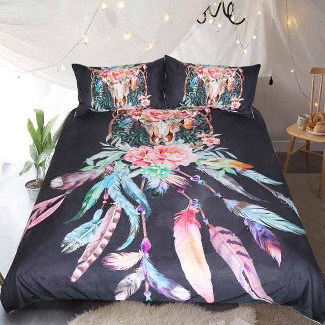 Feathers skull Bedding Set