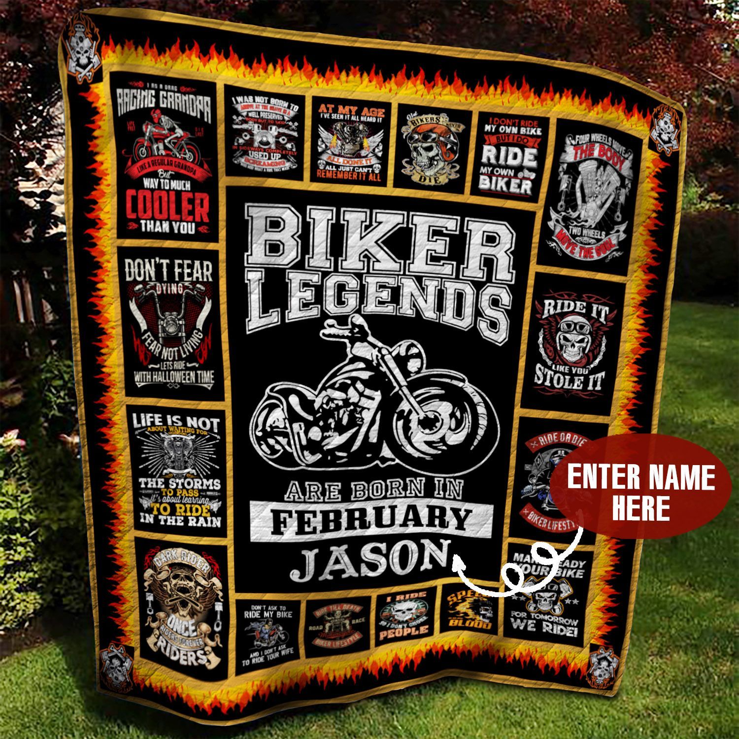 February Biker Personalized Quilt Blanket BBB290574SM