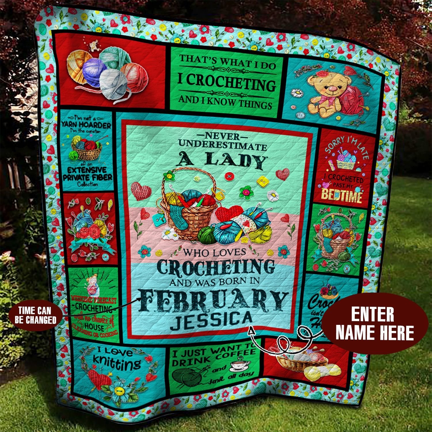 February Crocheting Personalized Quilt Blanket BBB050627MH