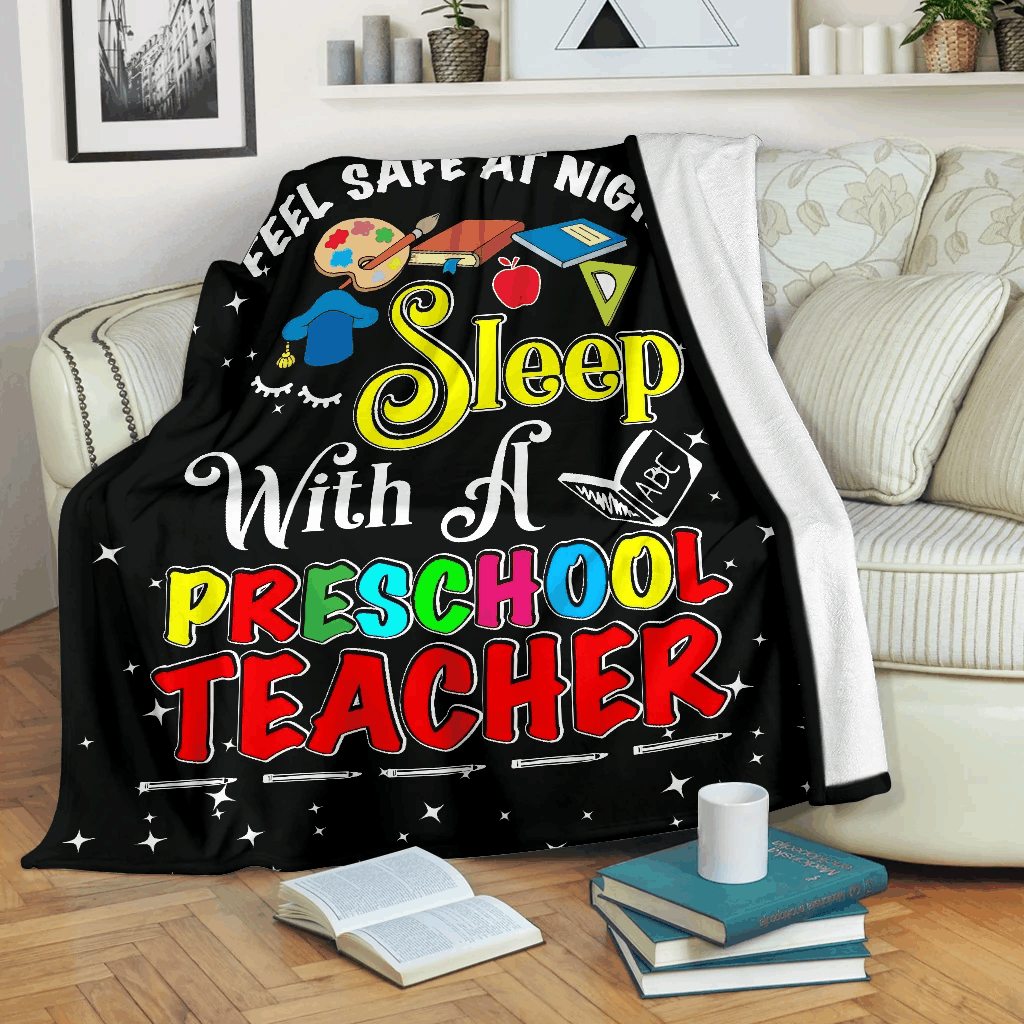 Feel Safe At Night Preschool Teacher Sherpa Fleece Blanket