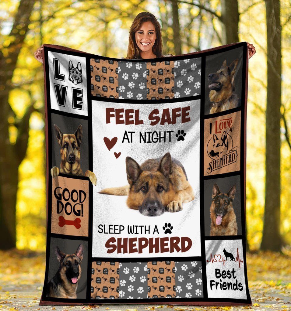 Feel Safe At Night Sleep With A German Shepherd Dog Fleece Blanket
