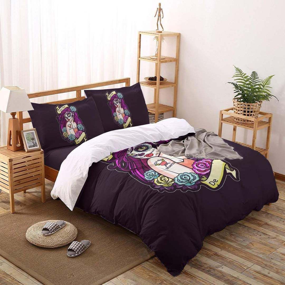 Feliz Dia Skull Girl Bedding Set