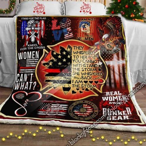 Female Firefighter Sherpa Fleece Blanket