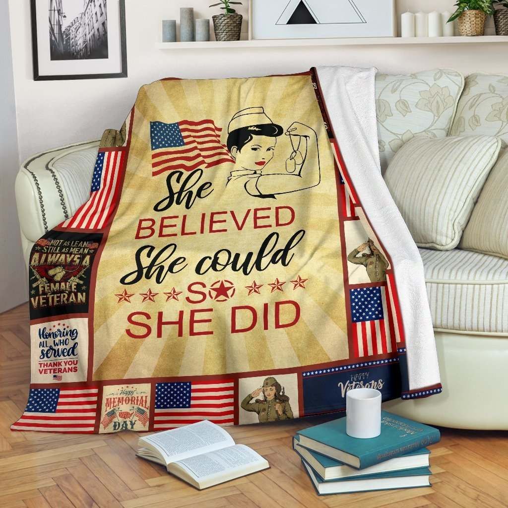 Female Veteran Sherpa Fleece Blanket