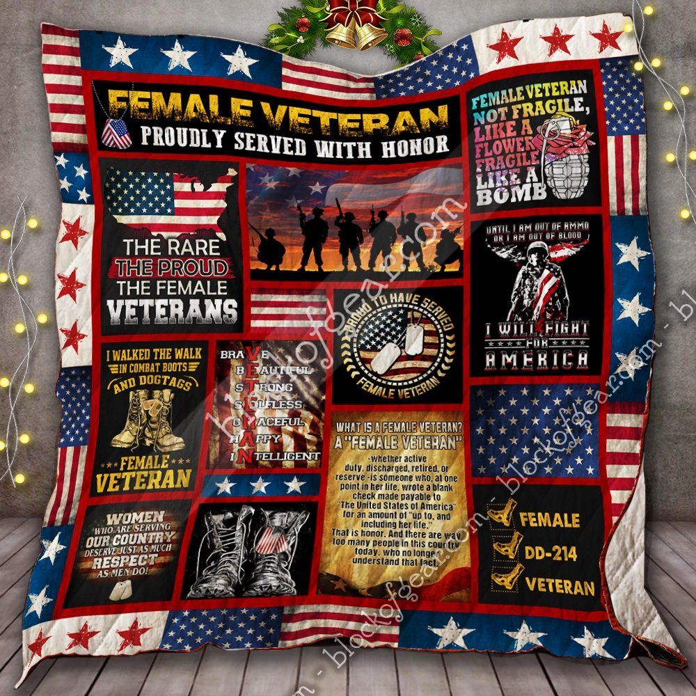 Female Veteran Proudly Served With Honor GS-CL-NT0611 Quilt Blanket