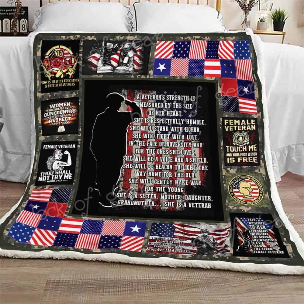 Female Veterans Strength Fleece Blanket