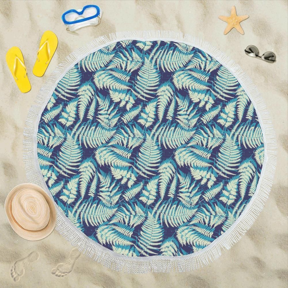 Fern Leave Summer Print Pattern Round Beach Towel