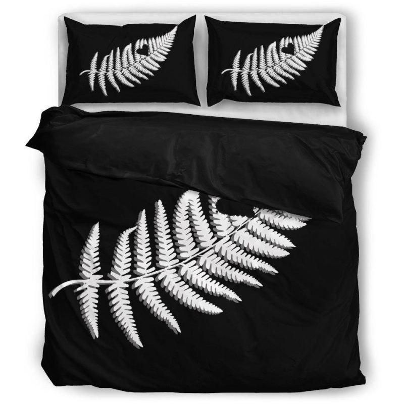 Fern Of New Zealand Black White Bedding Set