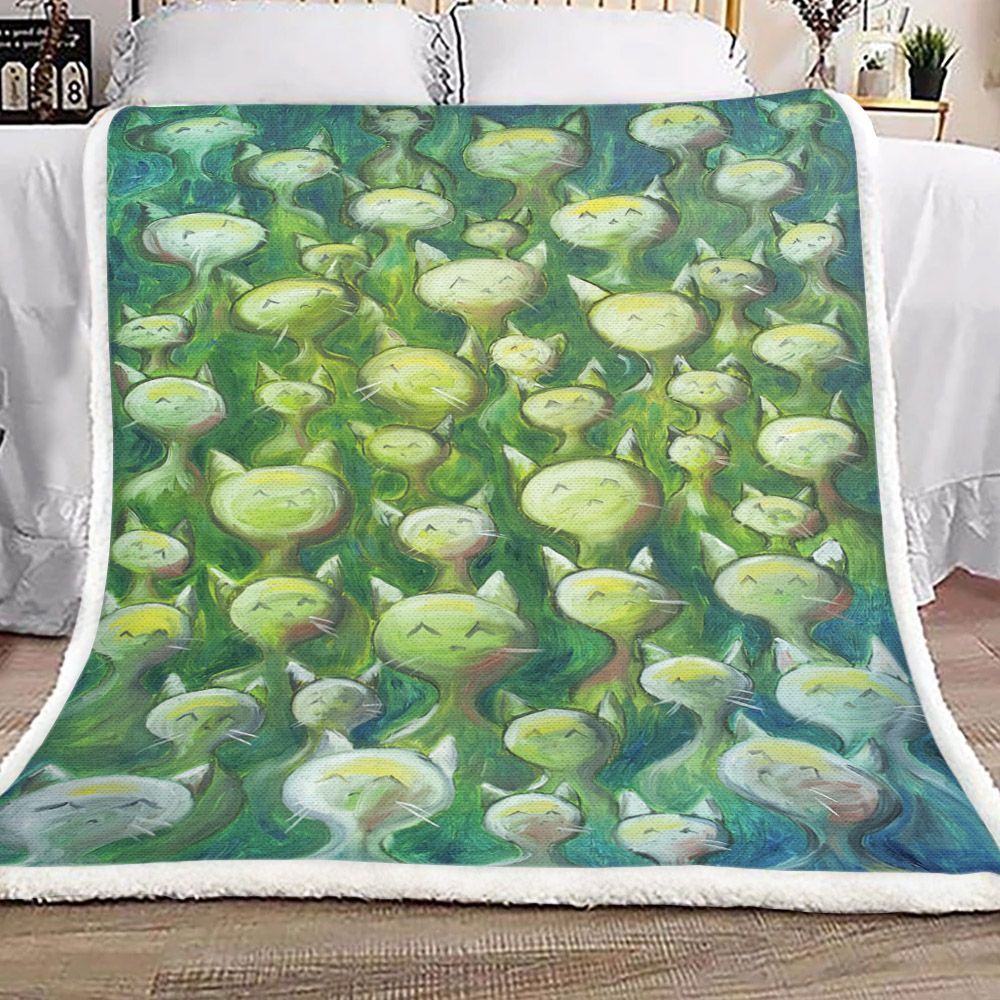 Field Of Cats Sherpa Fleece Blanket