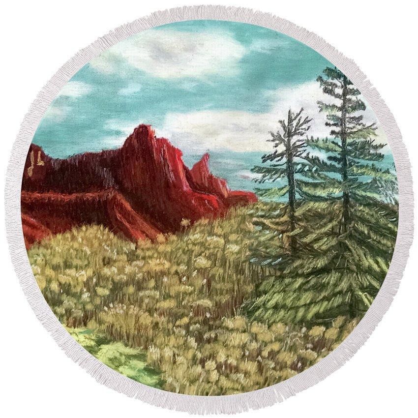 Fields Of Mount Zion Printed Round Beach Towel