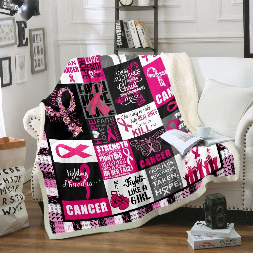 Fight Cancer Sherpa Fleece Blanket