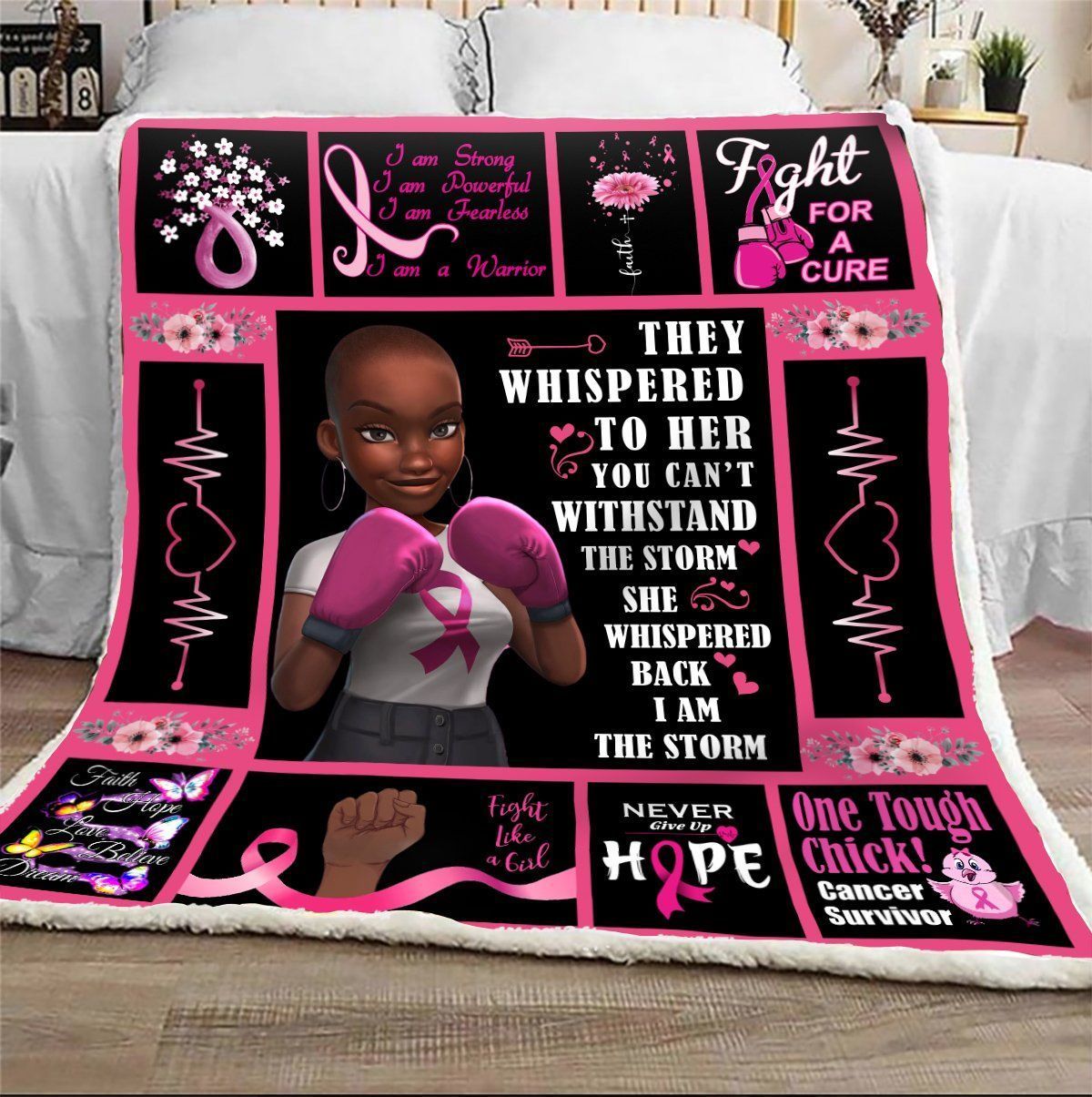 Fight For A Cure Sherpa Fleece Blanket