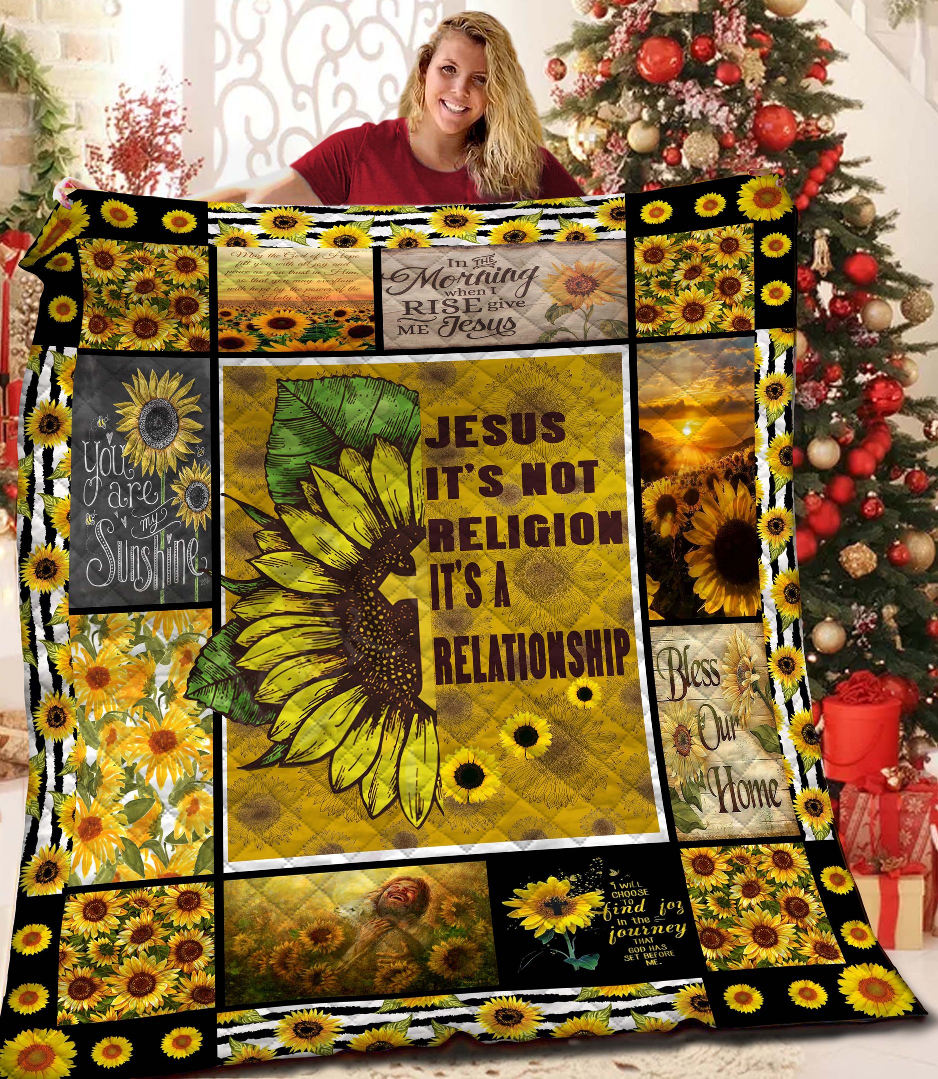 Find God In A Sunflower Quilt Blanket CCC2610970