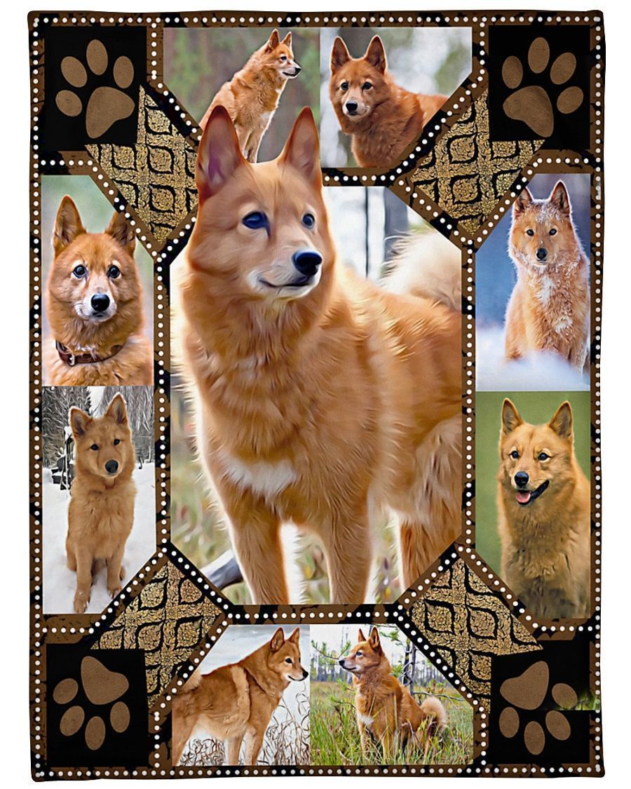 Finnish Spitz Embroidery Sherpa Fleece Blanket