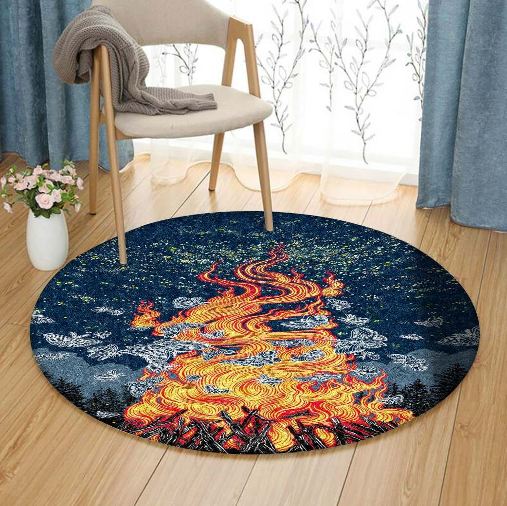 Fire And Butterfly Round Carpet