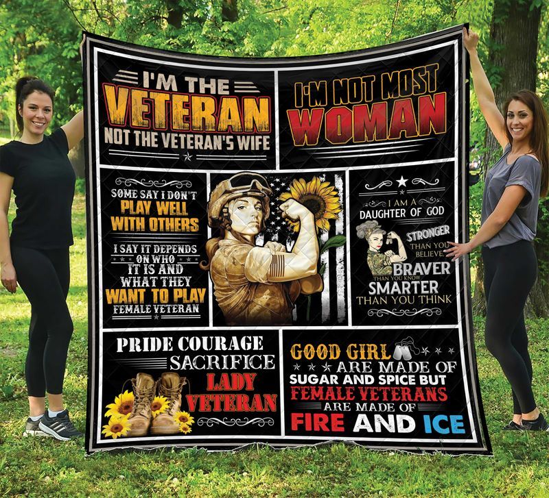 Fire And Ice Im The Veteran Woman Quilt Blanket DHC1402906TD