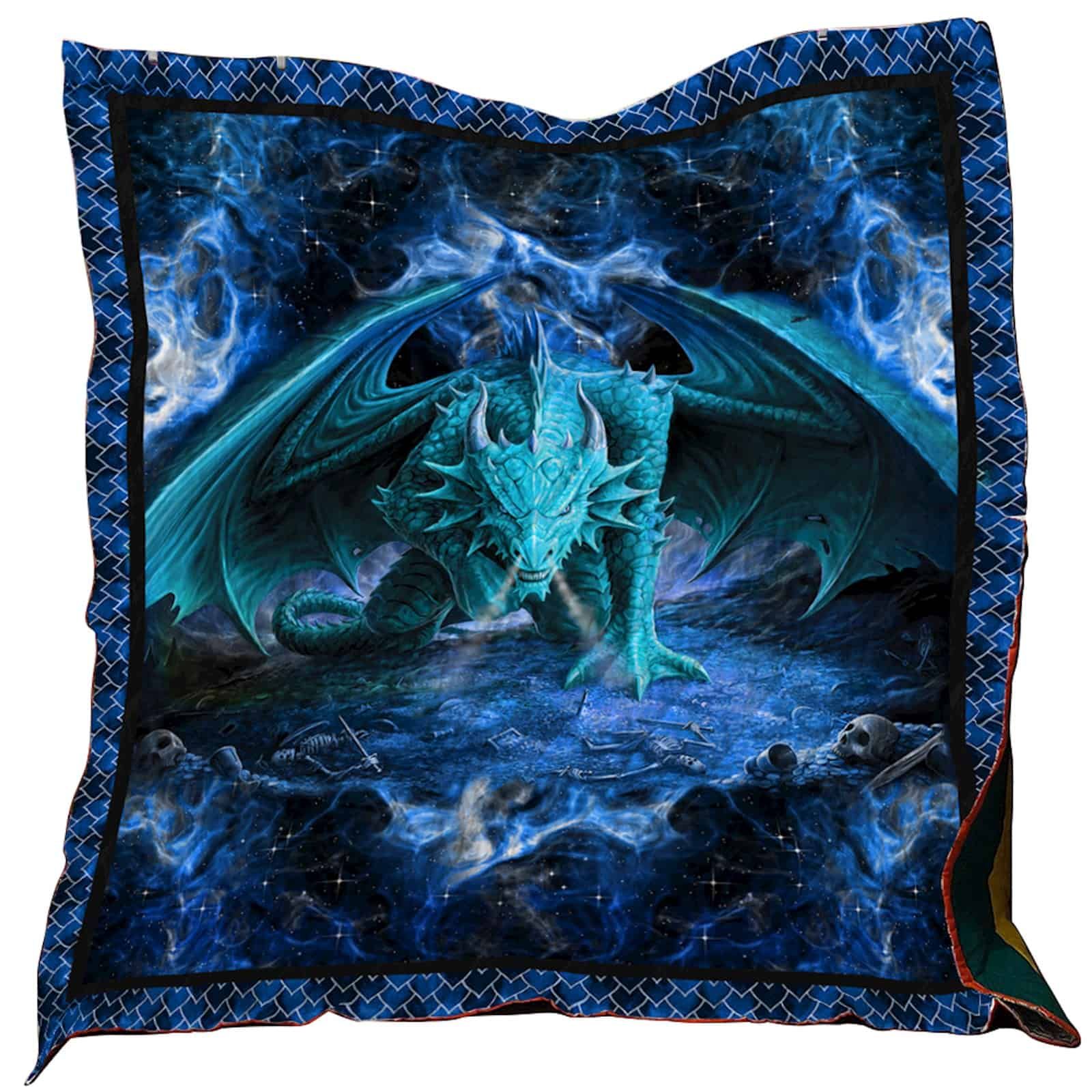 Fire Blue Dragon Washable Quilt Blanket 0201 02 Dhc1312401Dd