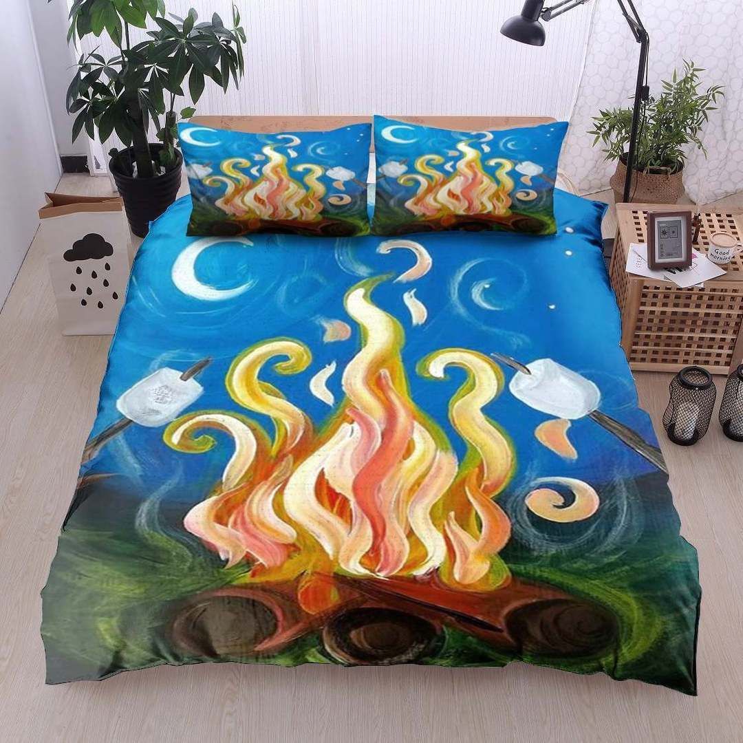 Fire Camp Twin Queen King Cotton Bed Sheets Spread Comforter Bedding Set