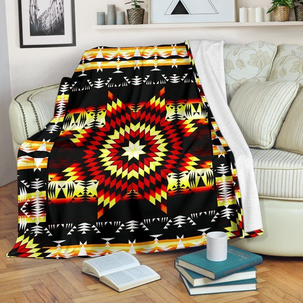 Fire Colors Native American Sherpa Fleece Blanket