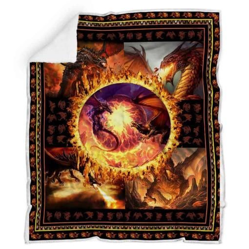 Fire Dragon Sherpa Fleece Blanket