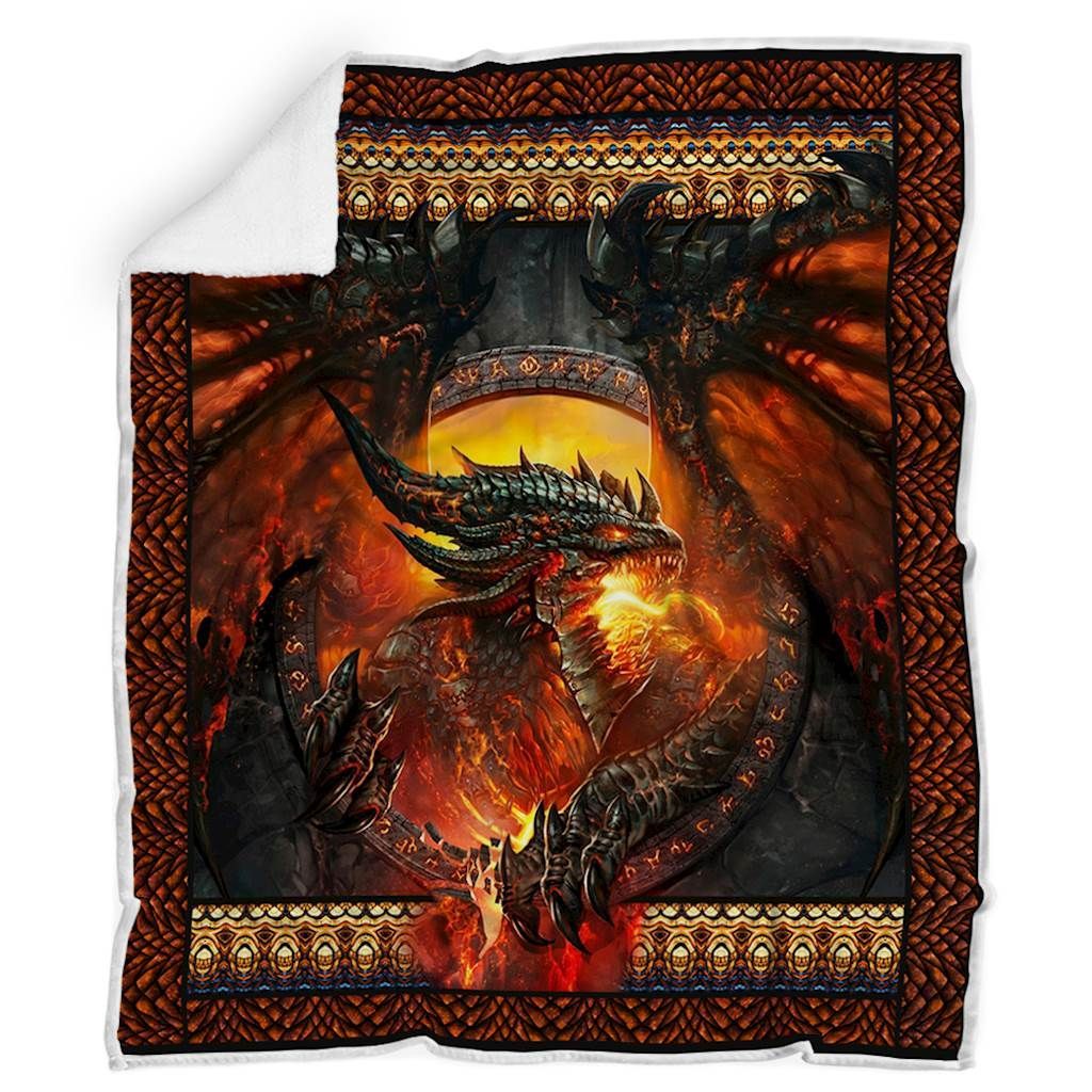 Fire Dragon Sherpa Fleece Blanket