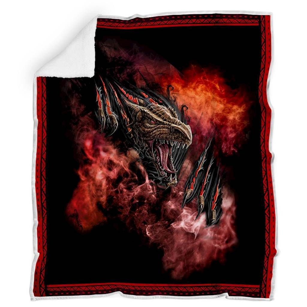 Fire Dragon Sherpa Fleece Blanket