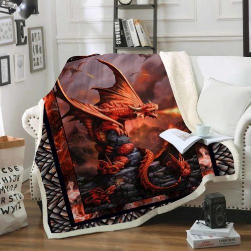 Fire Dragon Sherpa Fleece Blanket