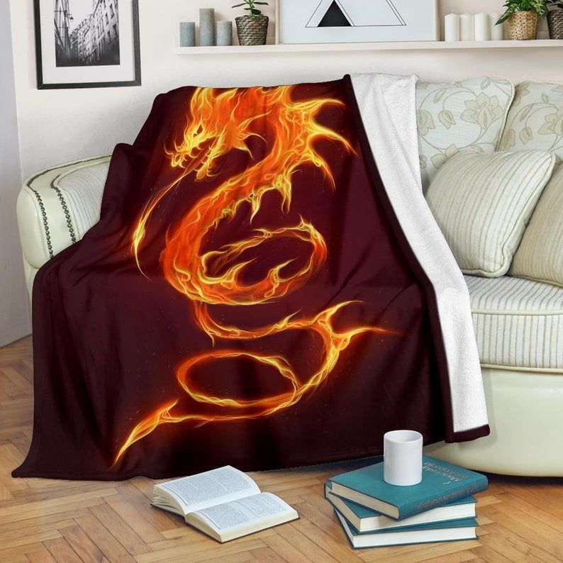 Fire Dragon Sherpa Fleece Blanket