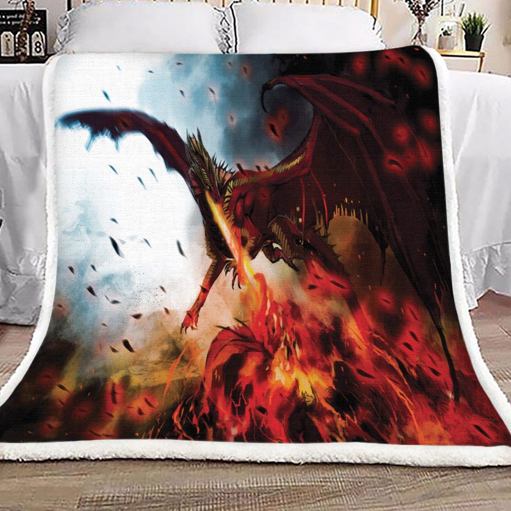 Fire Dragon Sherpa Fleece Blanket