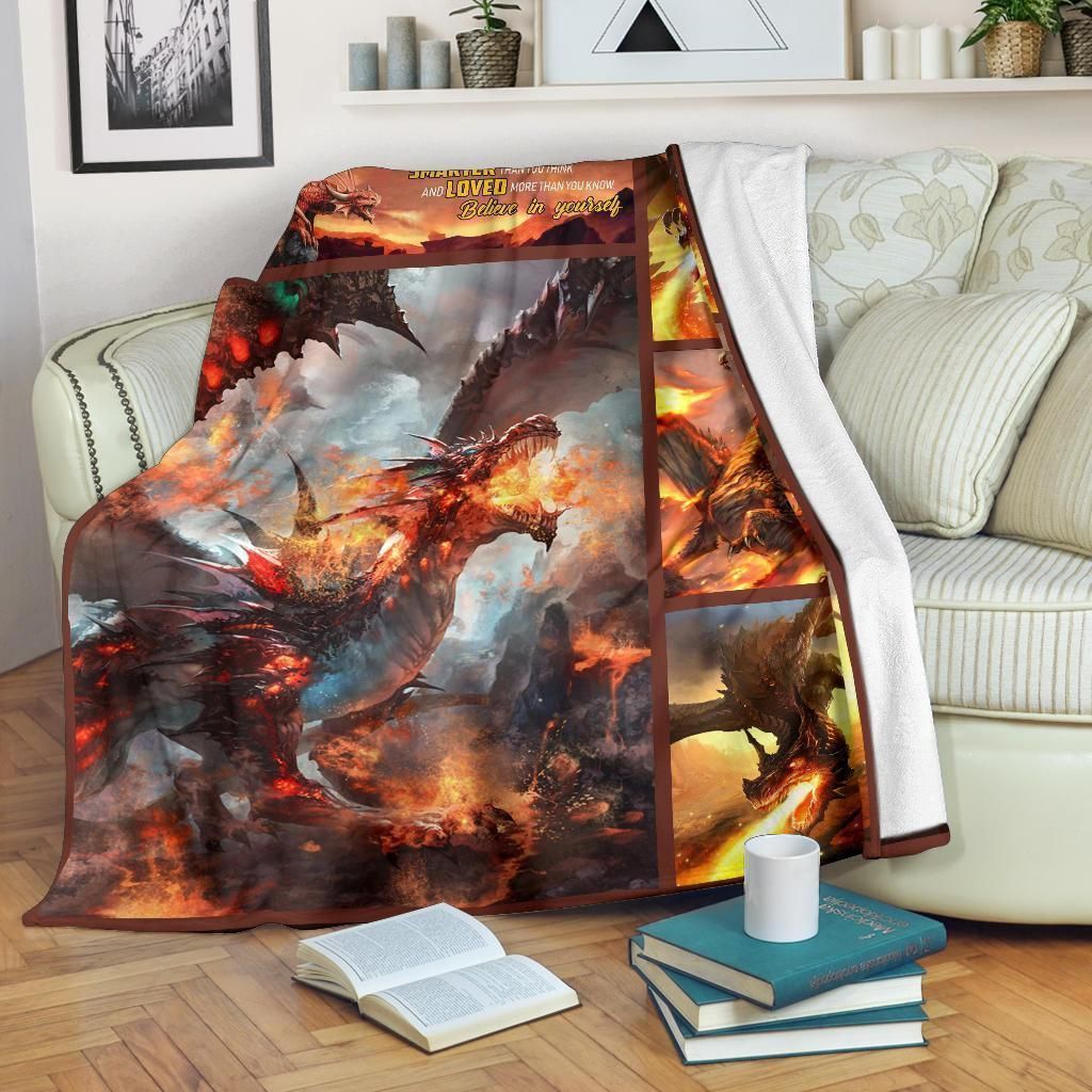 Fire Dragon Gift Idea For Dragon Lover Printed Fleece Blanket