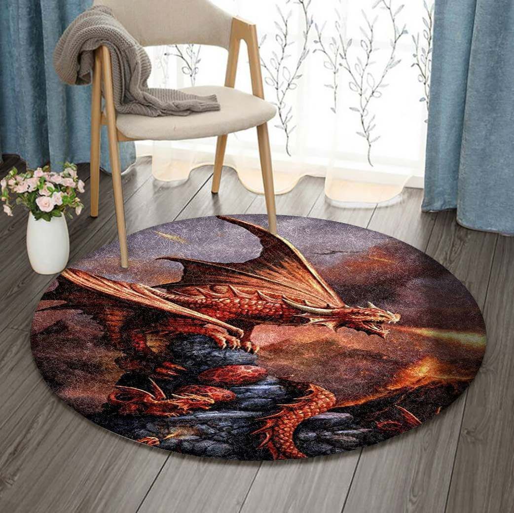 Fire Dragon Round Carpet