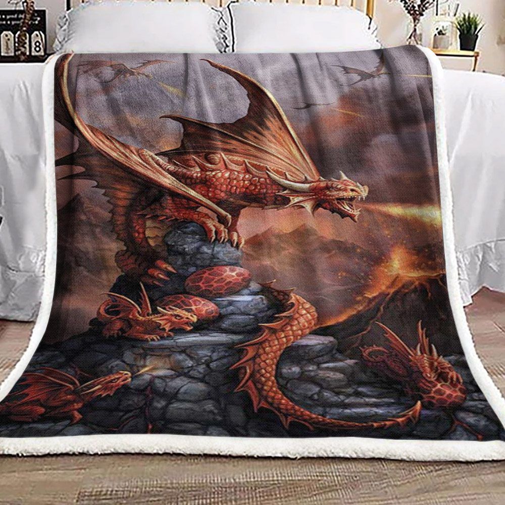 Fire Dragon Sherpa Fleece Blanket