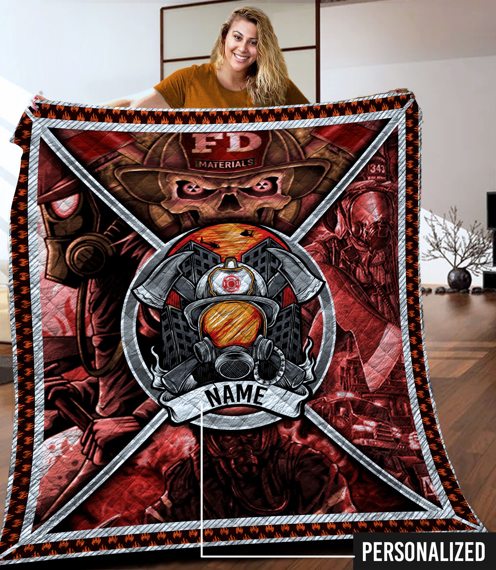 Fire Fighter Personalized Quilt Blanket C9B030605CT
