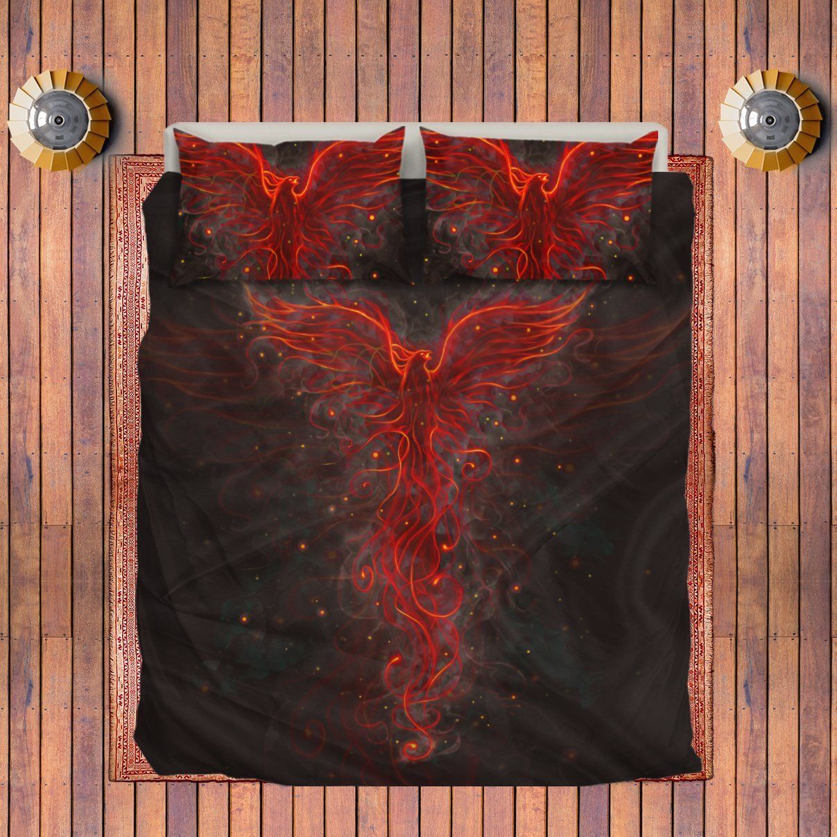 Fire Flame Flying Phoenix Bedding Set