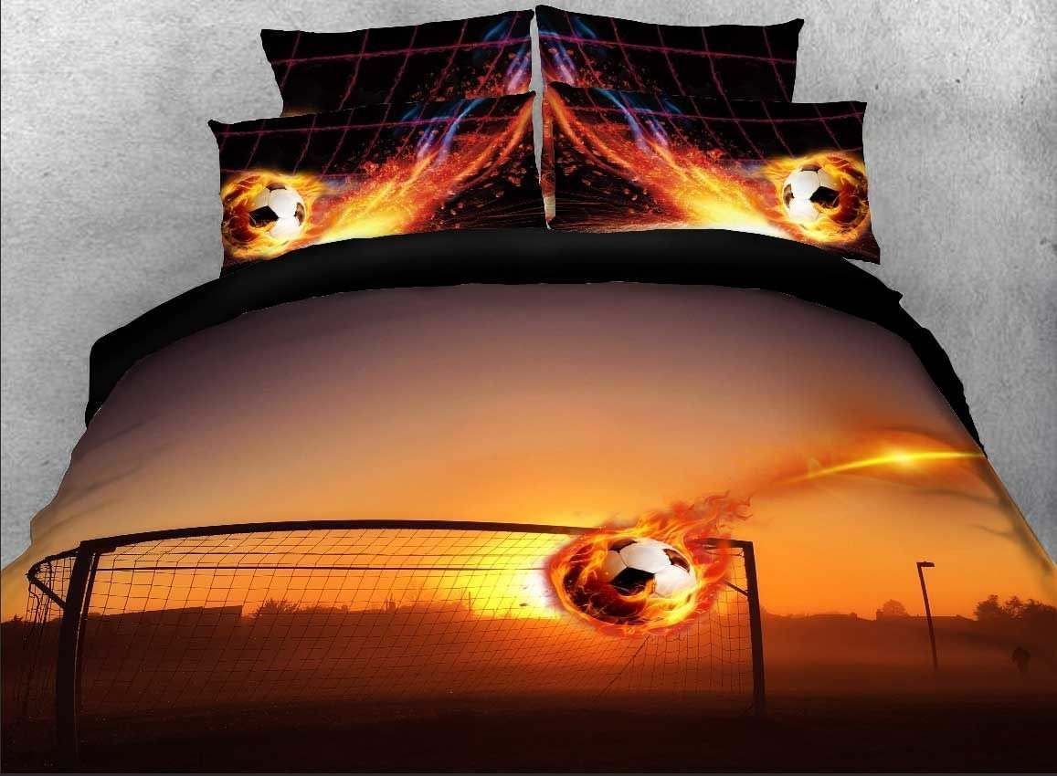 Fire Football Soccer Bedding Set