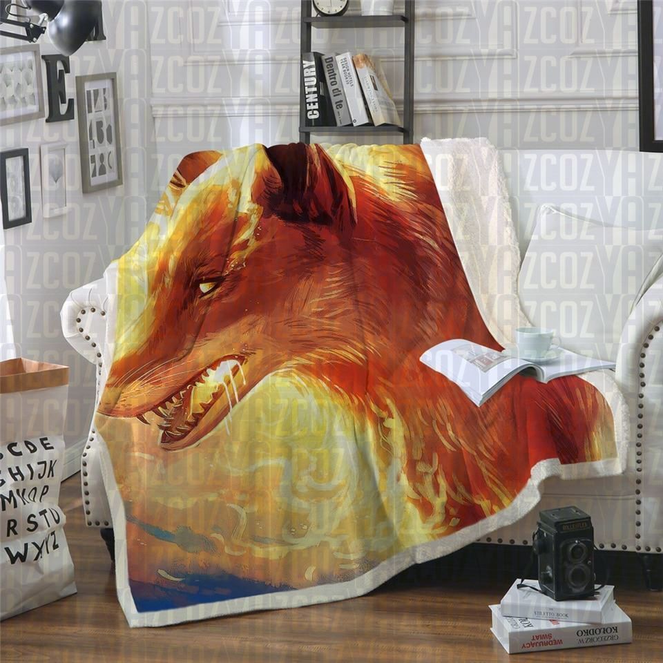Fire Fox Sherpa Fleece Blanket