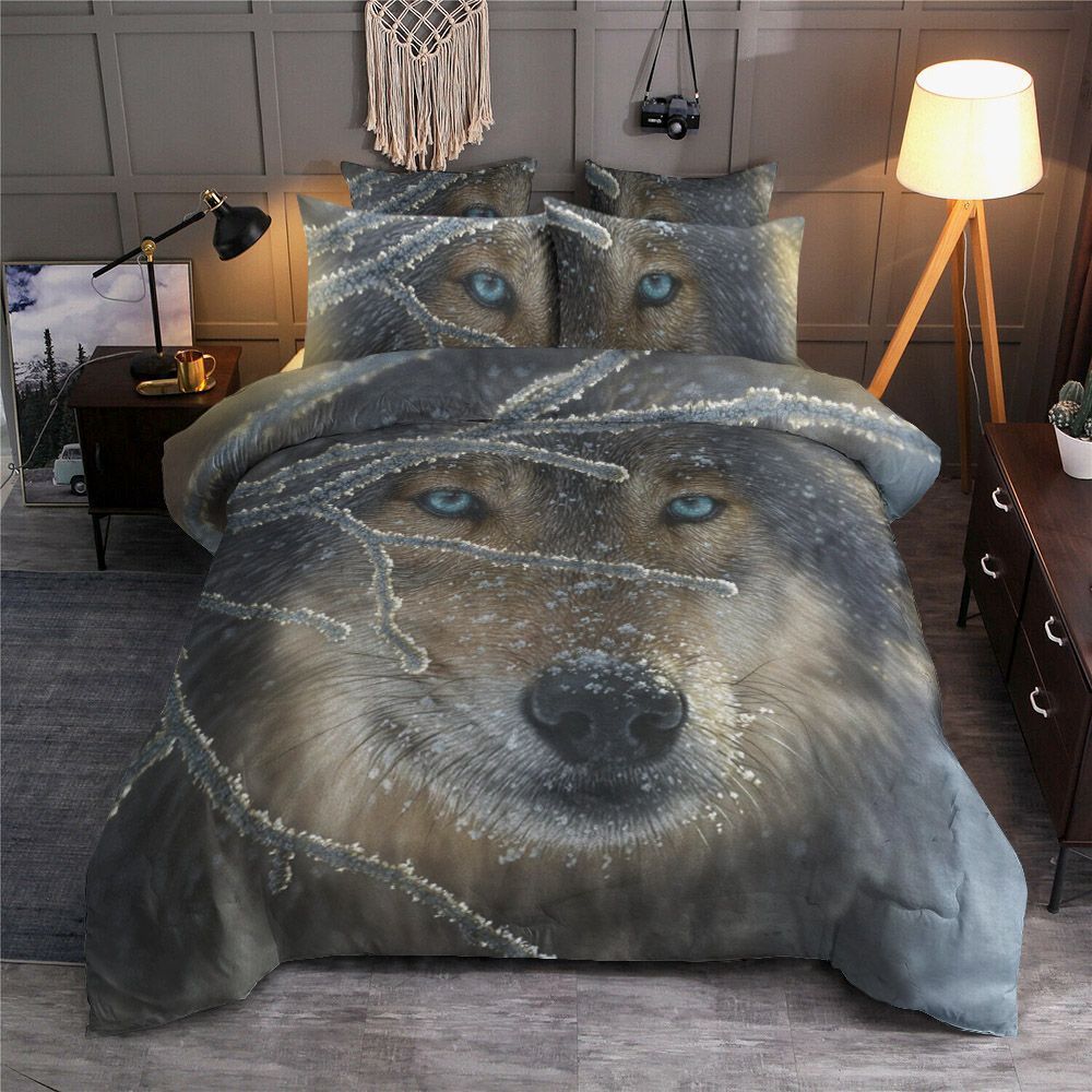 Fire In Ice Wolf Bedding Set