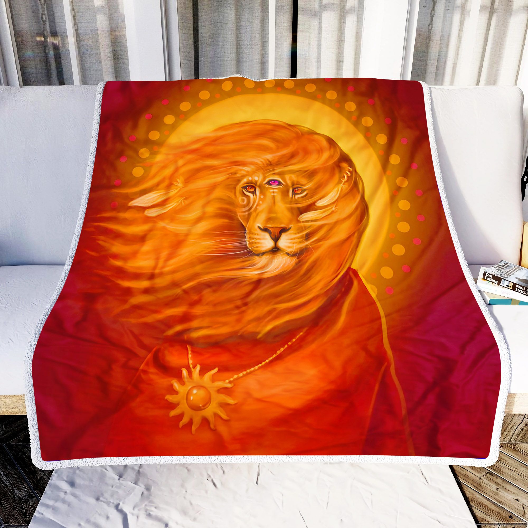 Fire Lion Fleece Blanket