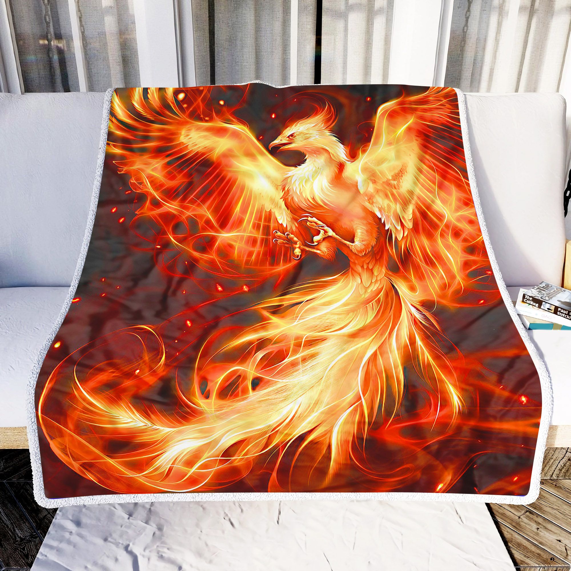 Fire Phoenix Fleece Blanket