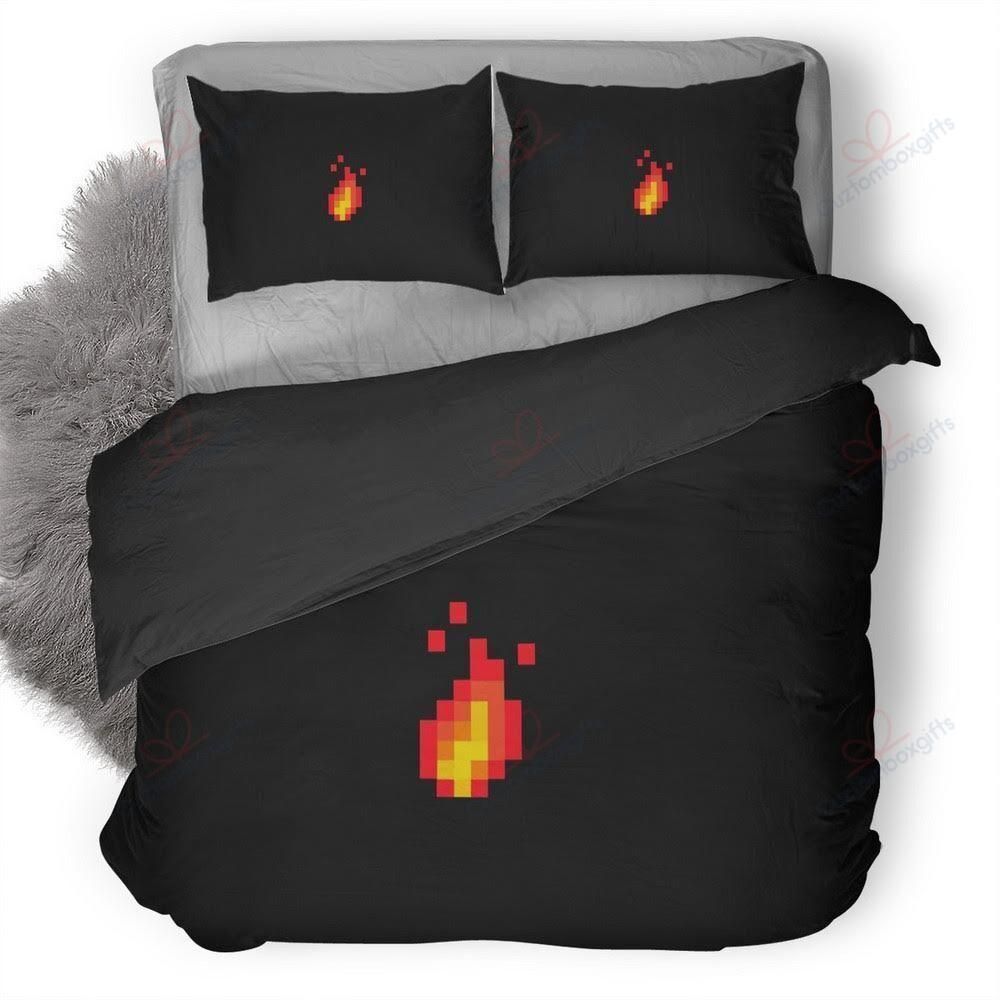 Fire Pixel Printed Bedding Set